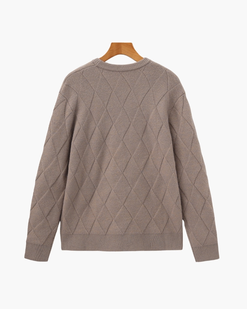 Diamantgestrickter Rundhalspullover