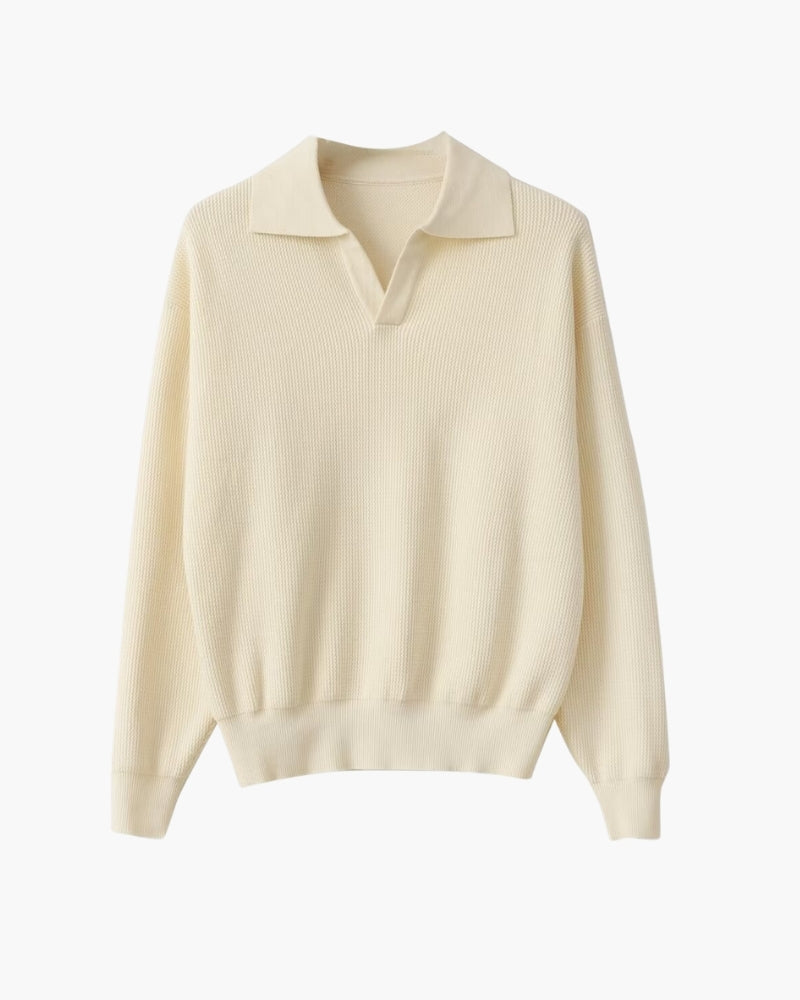 Polo-Pullover aus strukturiertem Strick