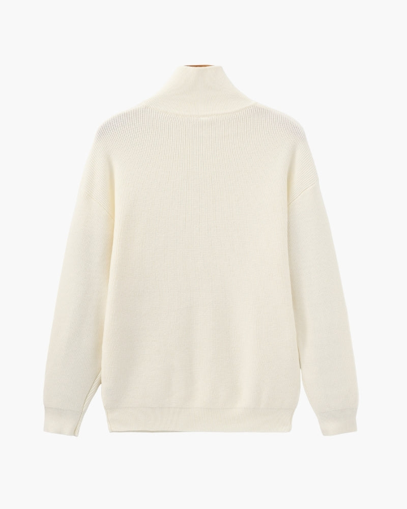 Raffinierter Strickpullover mit halbem Reißverschluss
