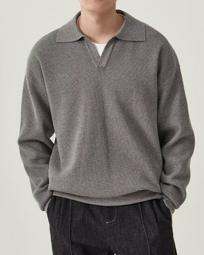 Polo-Pullover aus strukturiertem Strick